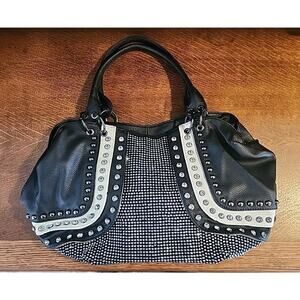 New Without Tags Black Studded And Rhinestones Statement Piece Shoulder Bag